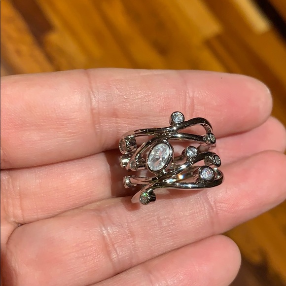 White Sapphire Ring Sterling Silver Size 7 - Picture 7 of 11